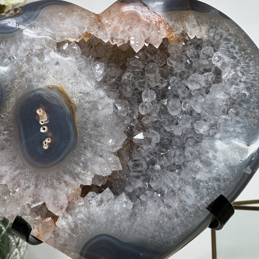 Large Quartz &amp; Agate Stone Heart - HST0223