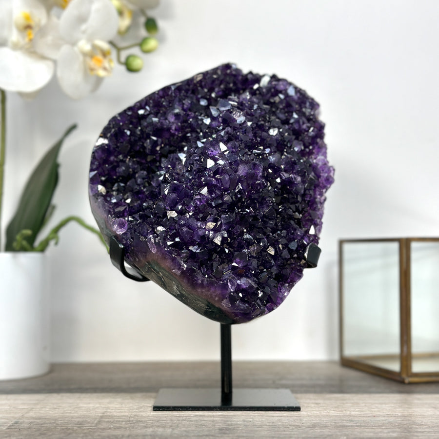 Amethyst Crystal Cluster on Stand – Vibrant Purple for Home Decor Display - MWS2609