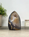 Agate & Quartz Flame Carving Geode - FST0155