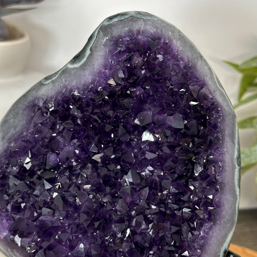 Top Grade Natural Amethyst Stone Statement Piece with Green Jasper Shell - MWS3062