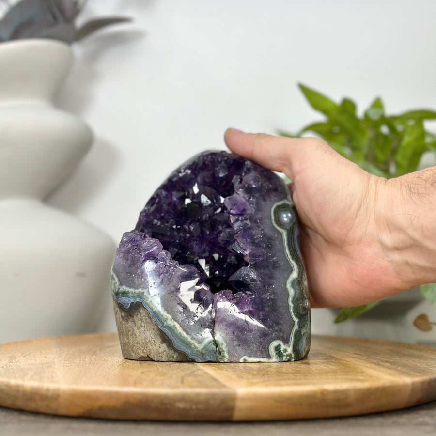 Deep Purple Deep Purple Amethyst with Green Jasper Shell - CBP1295