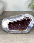 Large Blue Banded Agate & Amethyst Stone Geode - STGE0114
