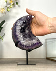 Natural Amethyst Crystal Moon Shape on metal stand - MWS2583