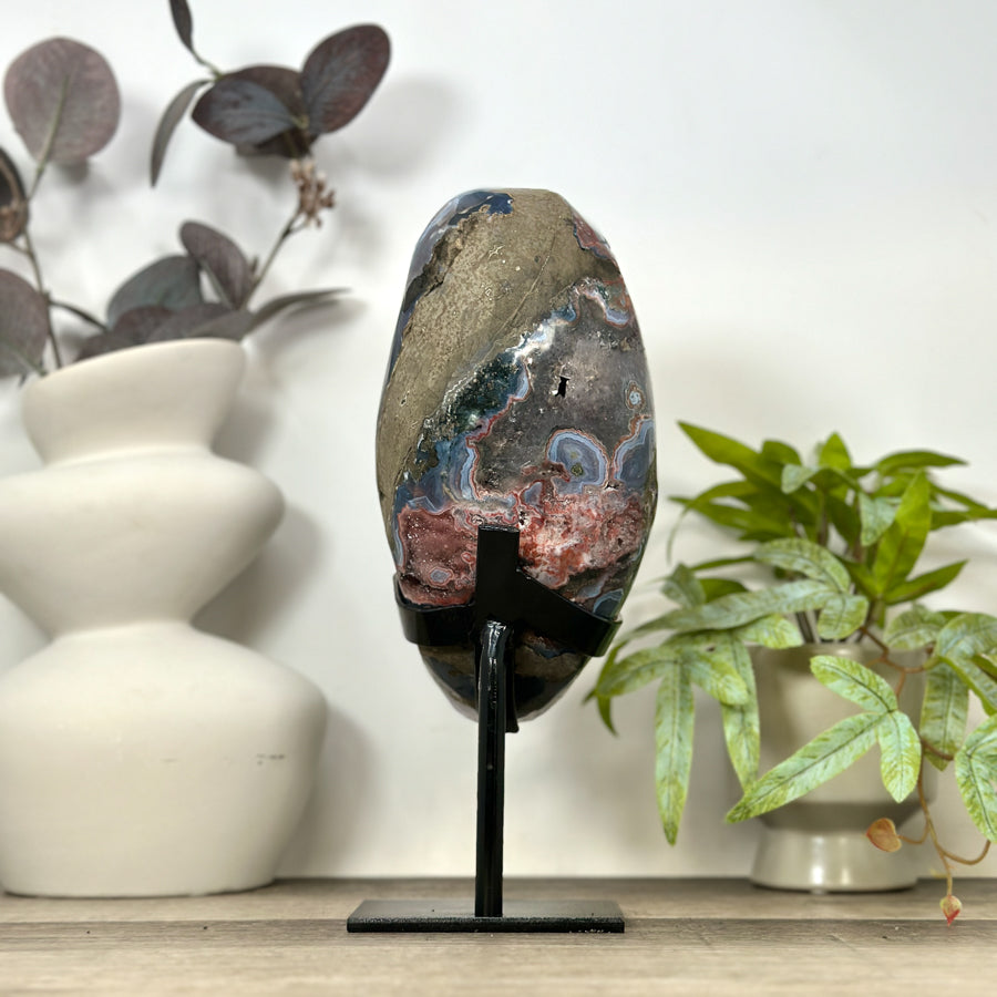 Natural Top Grade Amethyst Cluster on Metal Stand for Home Decor - MWS3169