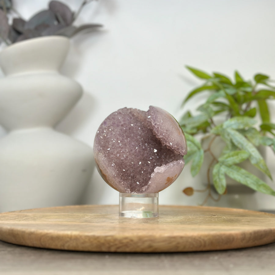 Amethyst Druzy &amp; Jasper Sphere Geode - SPH0179