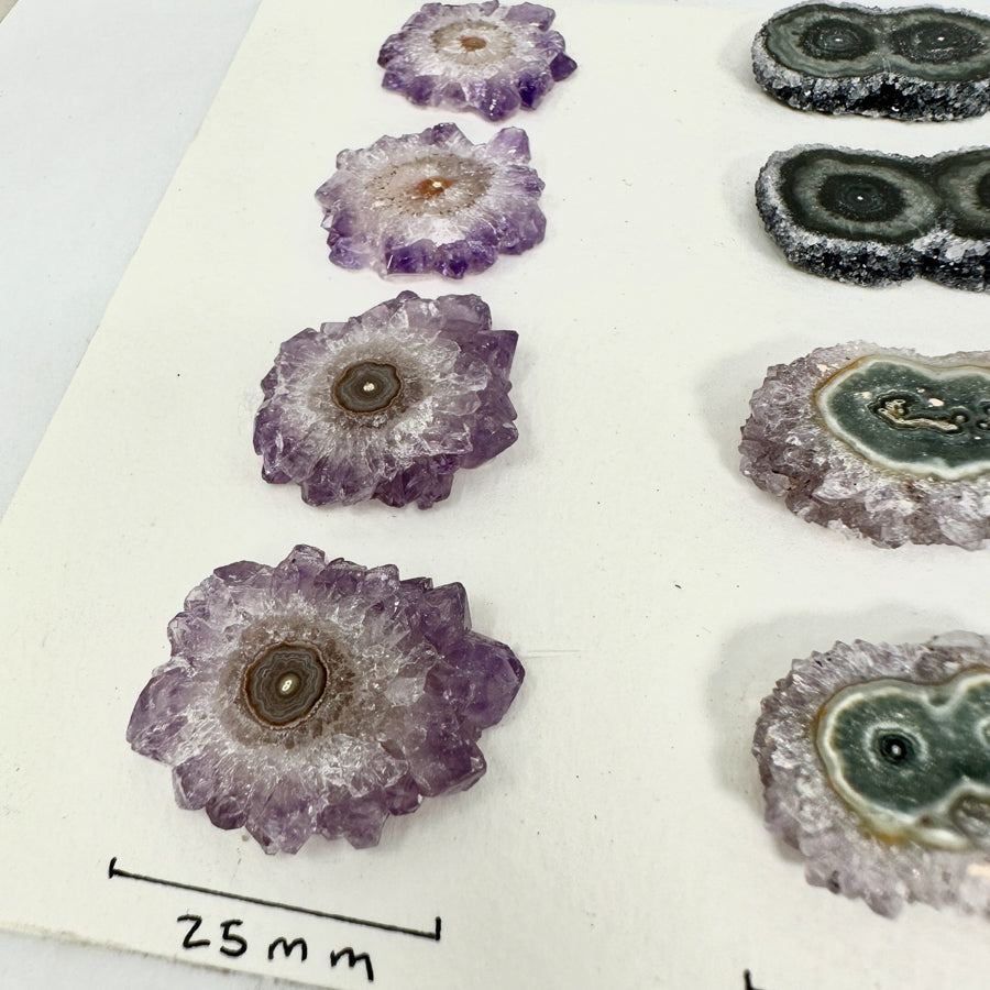 Unique Amethyst &amp; Green Jasper Stalactite Slices Set - Natural Crystal for Handmade Jewelry - STS0030