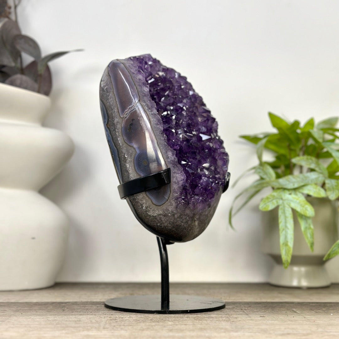 Natural Amethyst Crystal with Metallic Stand - MWS3360