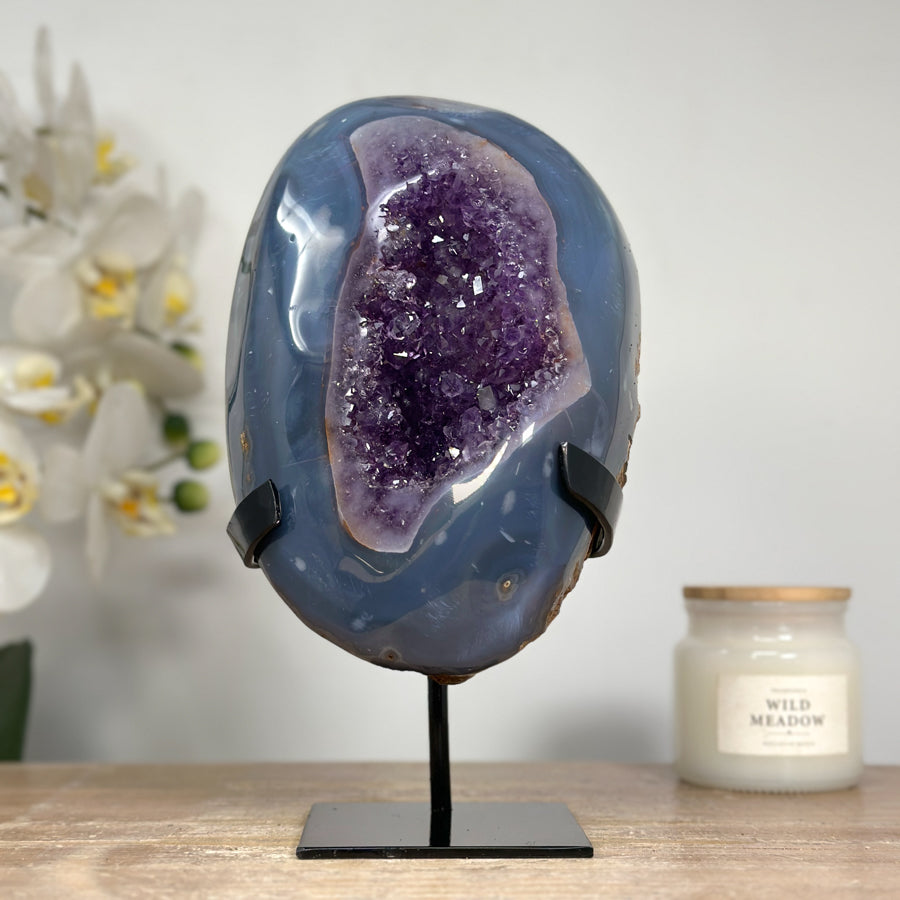 Stunning Blue Agate &amp; Amethyst Geode - MWS1521