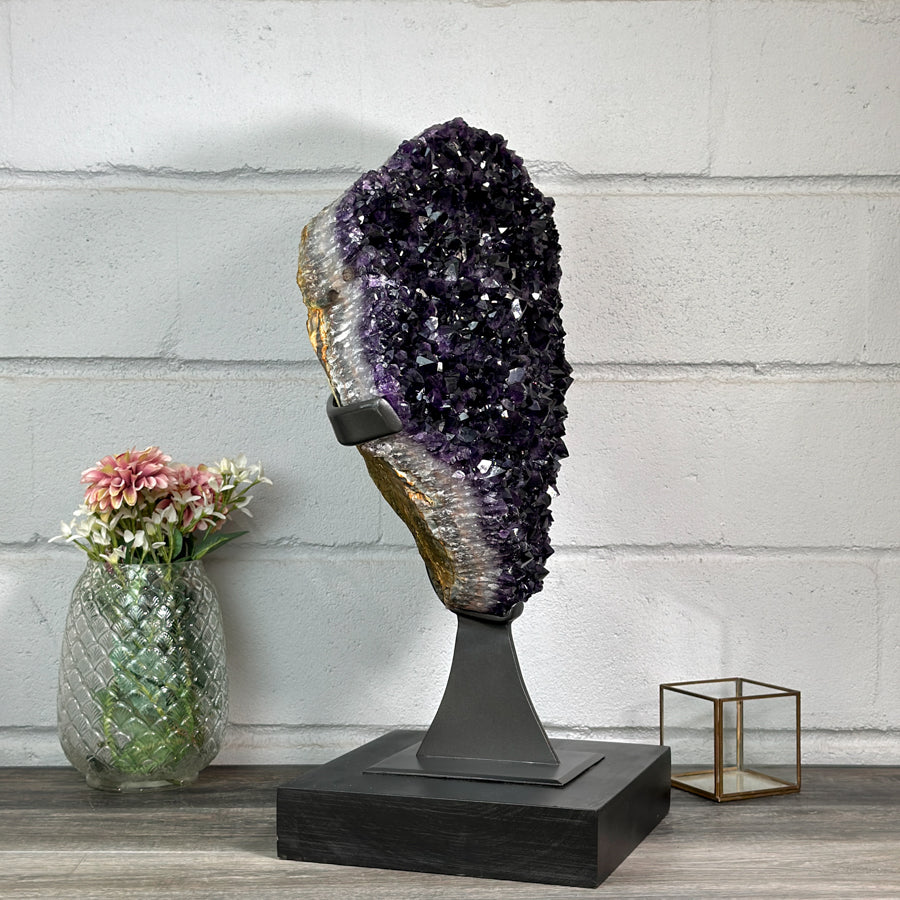 Natural Amethyst Crystal Cluster, Masive Top Quality Stetement Piece - Premium Stand Included - MWS2760