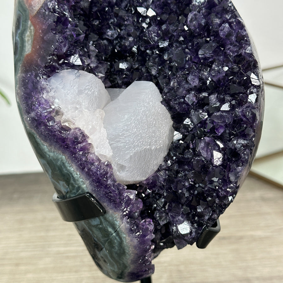 Unique Natural Top Grade Amethyst Geode with Calcite Formation - MWS3027