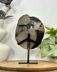 Natural Sugar Quartz Geode Mineral Specimen on Metal Stand - MWS3110