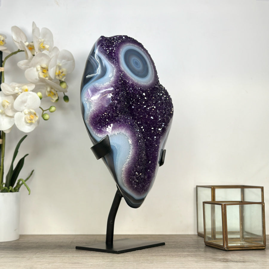 Magnificent Amethyst Ccrystal with Blue Banded Agate Matrix - MWS2387