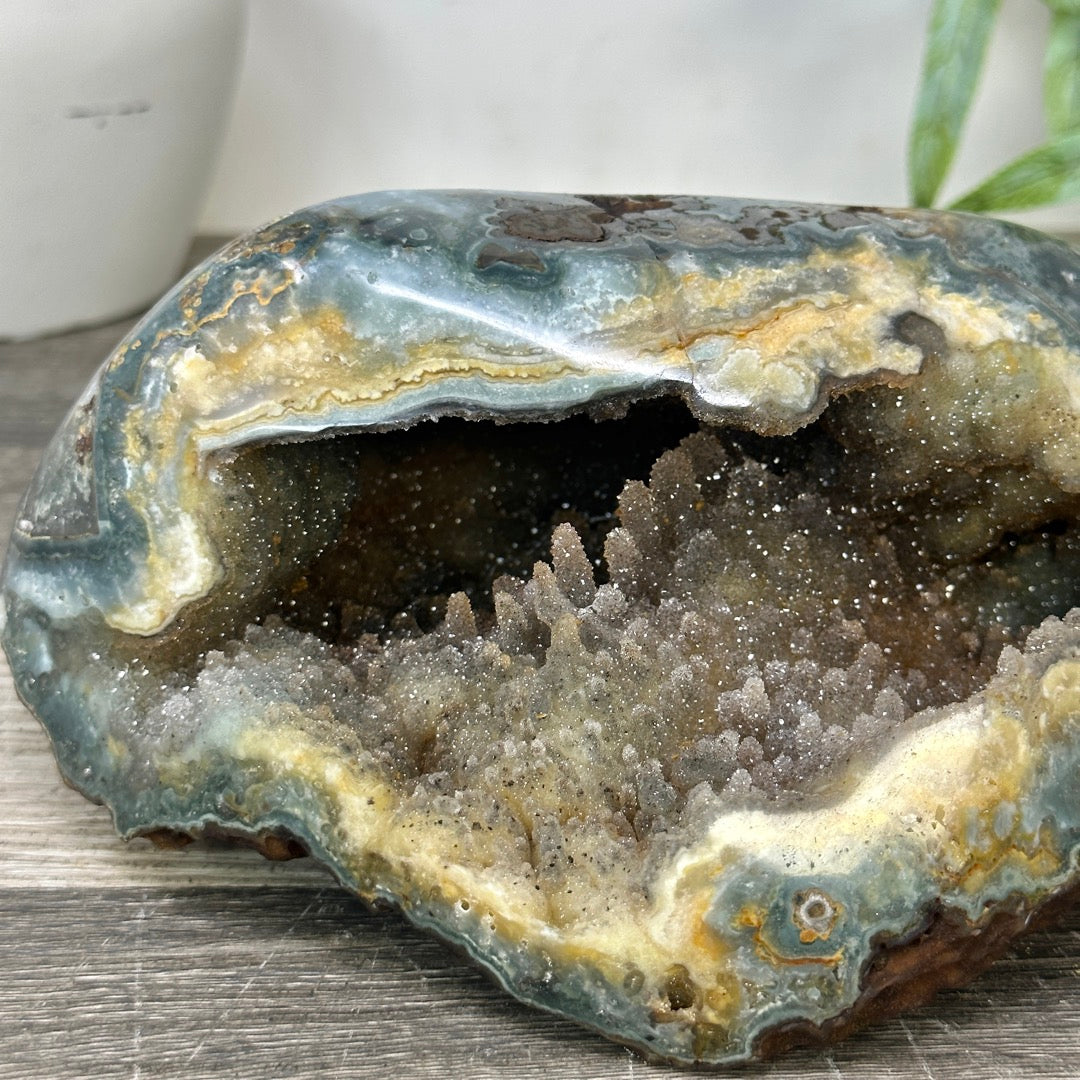 Natural Quartz &amp; Jasper Geode with Micro Stalactites Formations - STGE0039