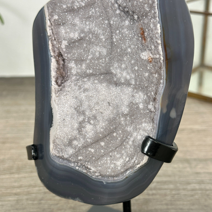 Natural Uruguayan Agate Geode with Druzy Interior - MWS3017