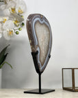 Blue Agate Slice on Stand – Polished Uruguayan Crystal - MWS2017