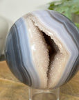 Blue Banded Agate & Druzy Quartz Sphere Geode - SPH0156