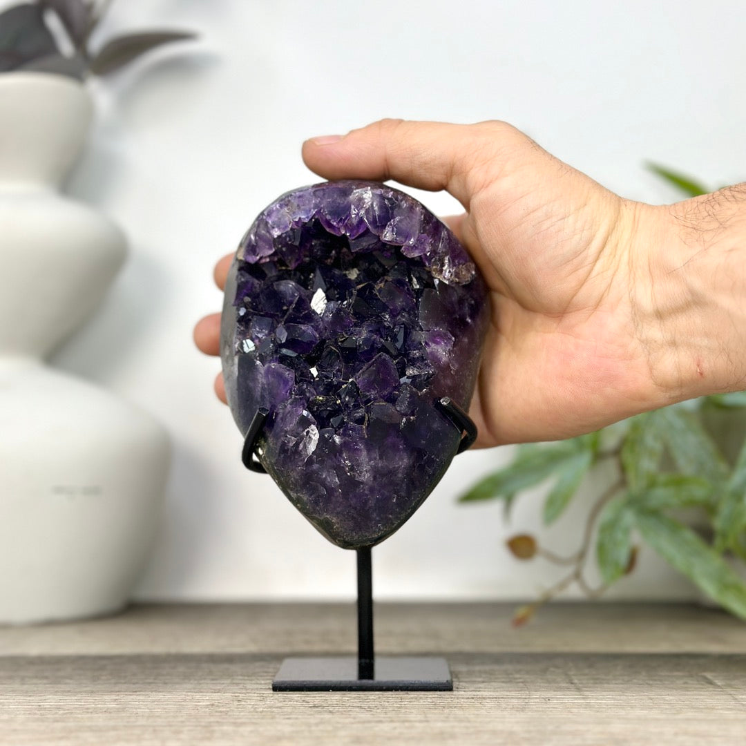 Natural Uruguayan Amethyst Specimen on Stand - MWS3268