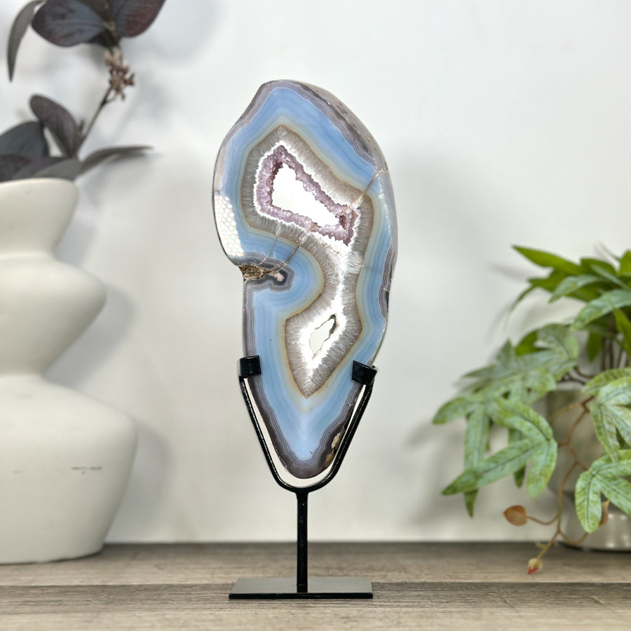Unique Natural Agate, Amethyst &amp; Quartz Geode Slice portal - MWS3244