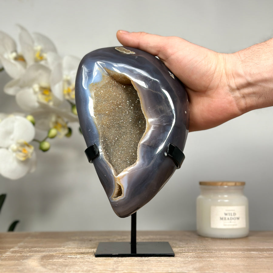 Natural Yellow Tone Sugar Druzy &amp; Agate Geode - MWS1359