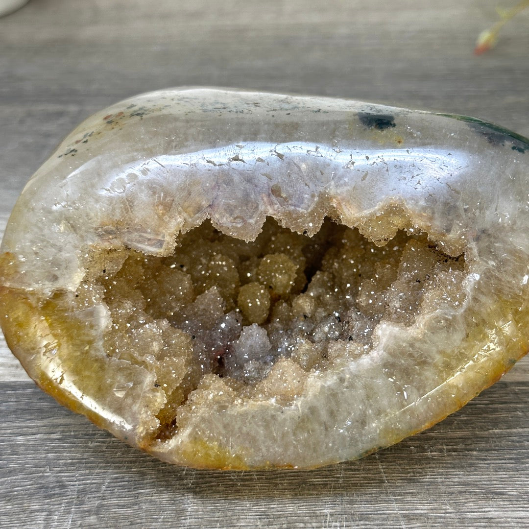 Yellow Sugar Druzy Quartz Geode - STGE0060