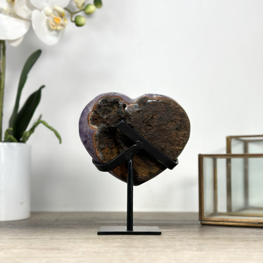 Natural Deep Purple Stone Heart Carving - HST0303