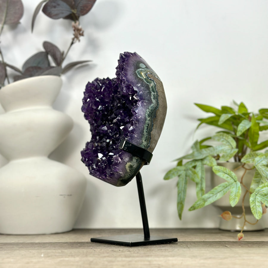 Top Grade Natural Amethyst Cluster on Metal Stand - MWS3212