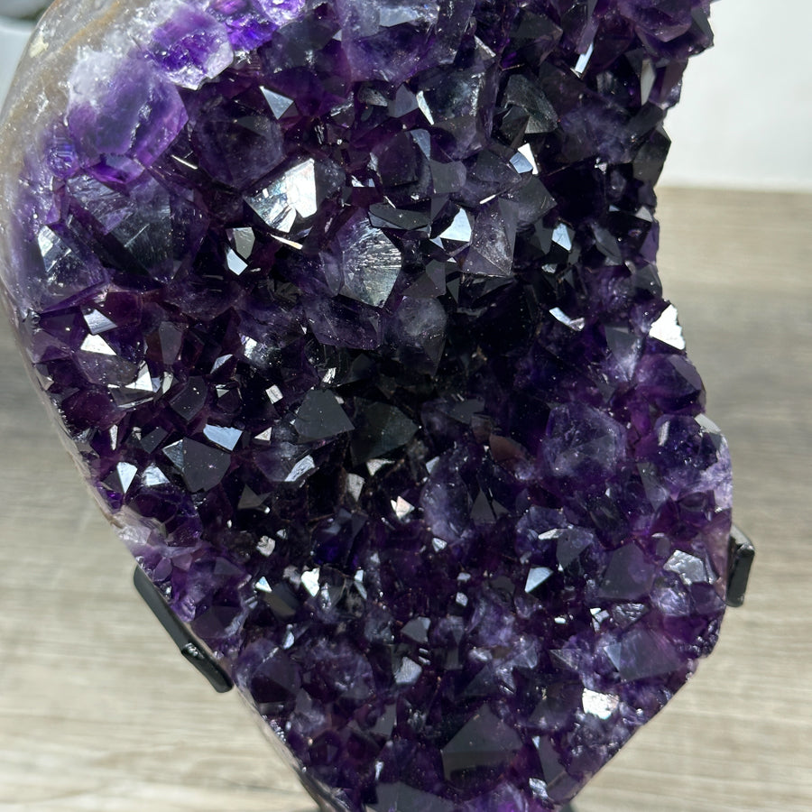 Uruguayan Amethyst Crystal Geode on Stand – Vibrant Purple Druzy - MWS2181