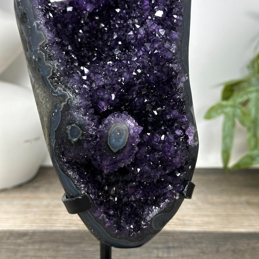 Natural Agate &amp; Amethyst Geode on Metal Stand - MWS3180