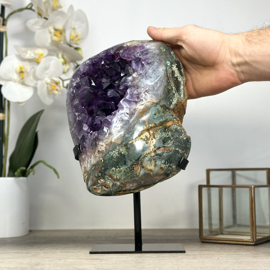 Amethyst Geode with Green Jasper Shell - MWS2211