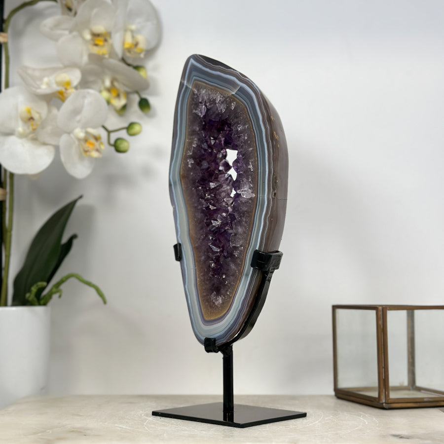 Unique Large Blue Banded Agate &amp; Amethyst Portal - MWS1956