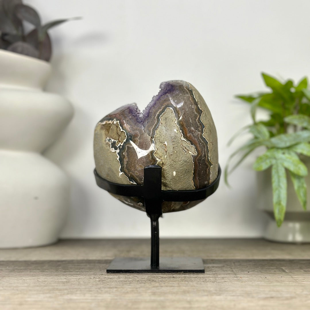 Natural Amethyst Geode on Metal Stand - MWS3327