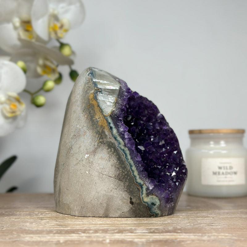 Stunning Natural Amethyst Geode with Jasper Shell - CBP1085