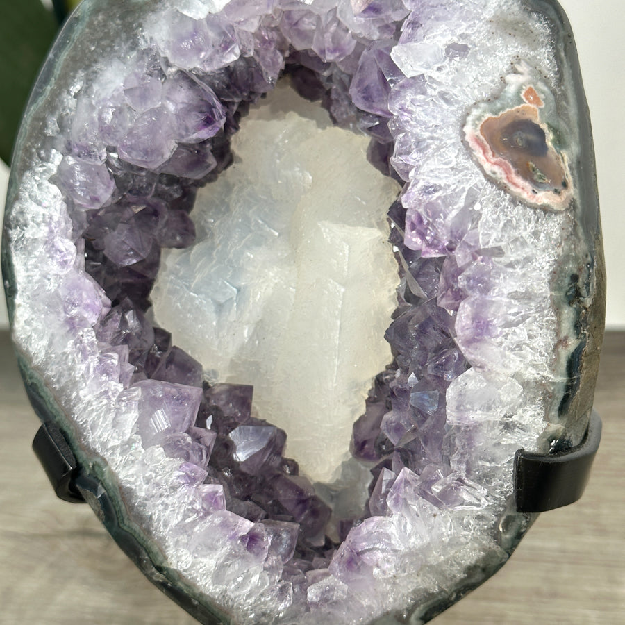 Natural Amethyst Geode wih Calcite Crystal interior - MWS3018