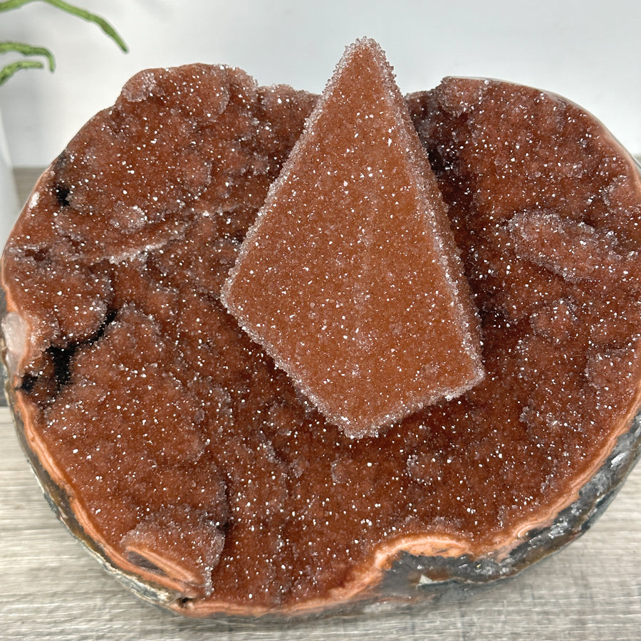 Unique Calcite Crystal with Orange Druzy Crystals – Collector’s Grade Mineral from Uruguay - CBP1240