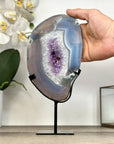 Agate Geode Slice with Amethyst Center - MWS2917