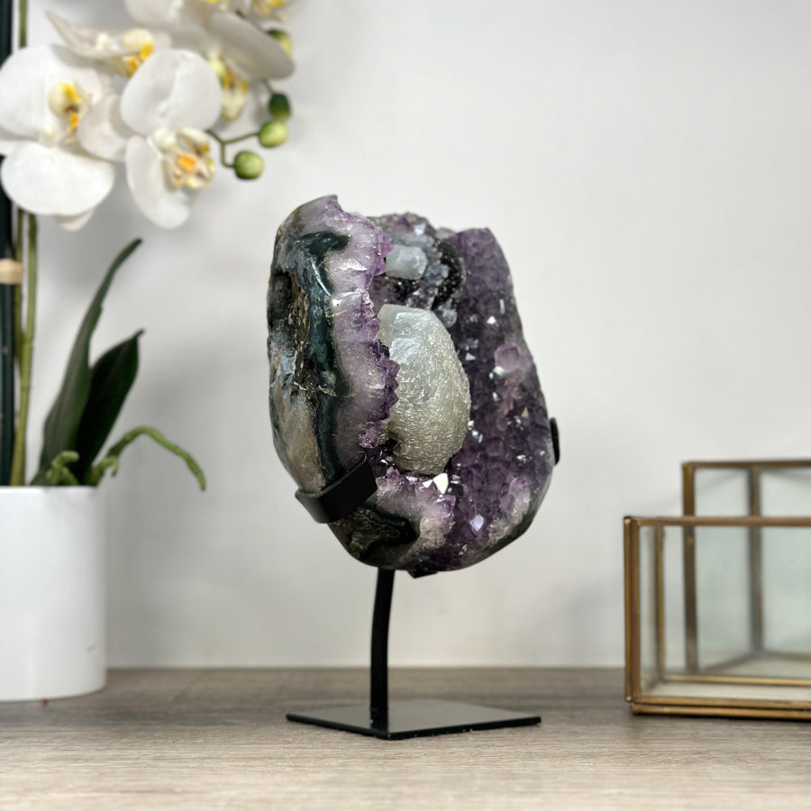 Natural Amethyst Geode with Large Calcite Specimen - MWS2348