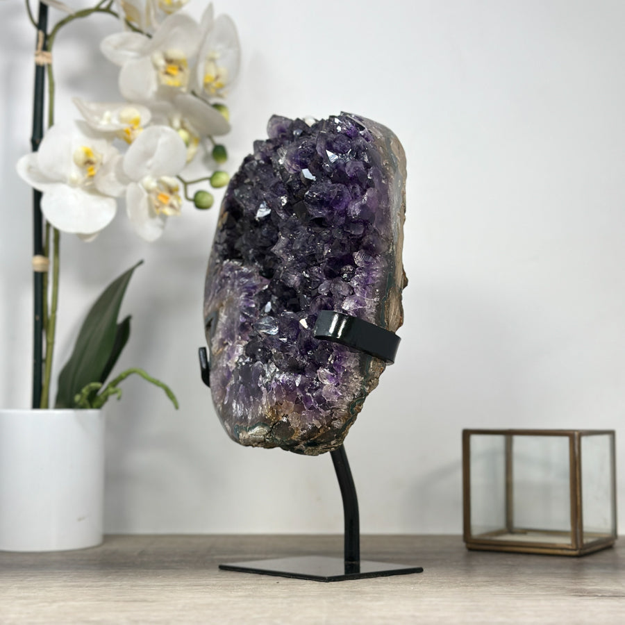 Beautiful Natural Amethyst Crystal Cluster, Metal Stand included - MWS2096