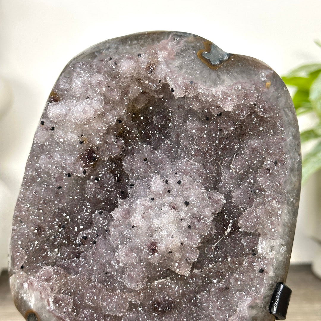 Natural Sugar Amethyst Specimen on Metal Stand - MWS3376