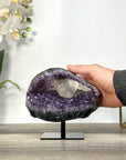 Natural Amethyst Geode With Calcite on Metal Stand - MWS2721