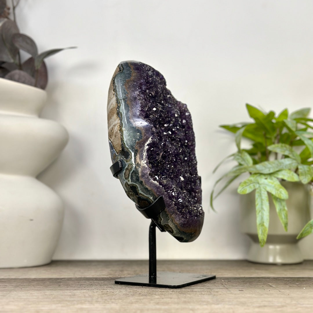 Uruguayan Amethyst Crystal statement piece with Green Jasper Shell - MWS3357