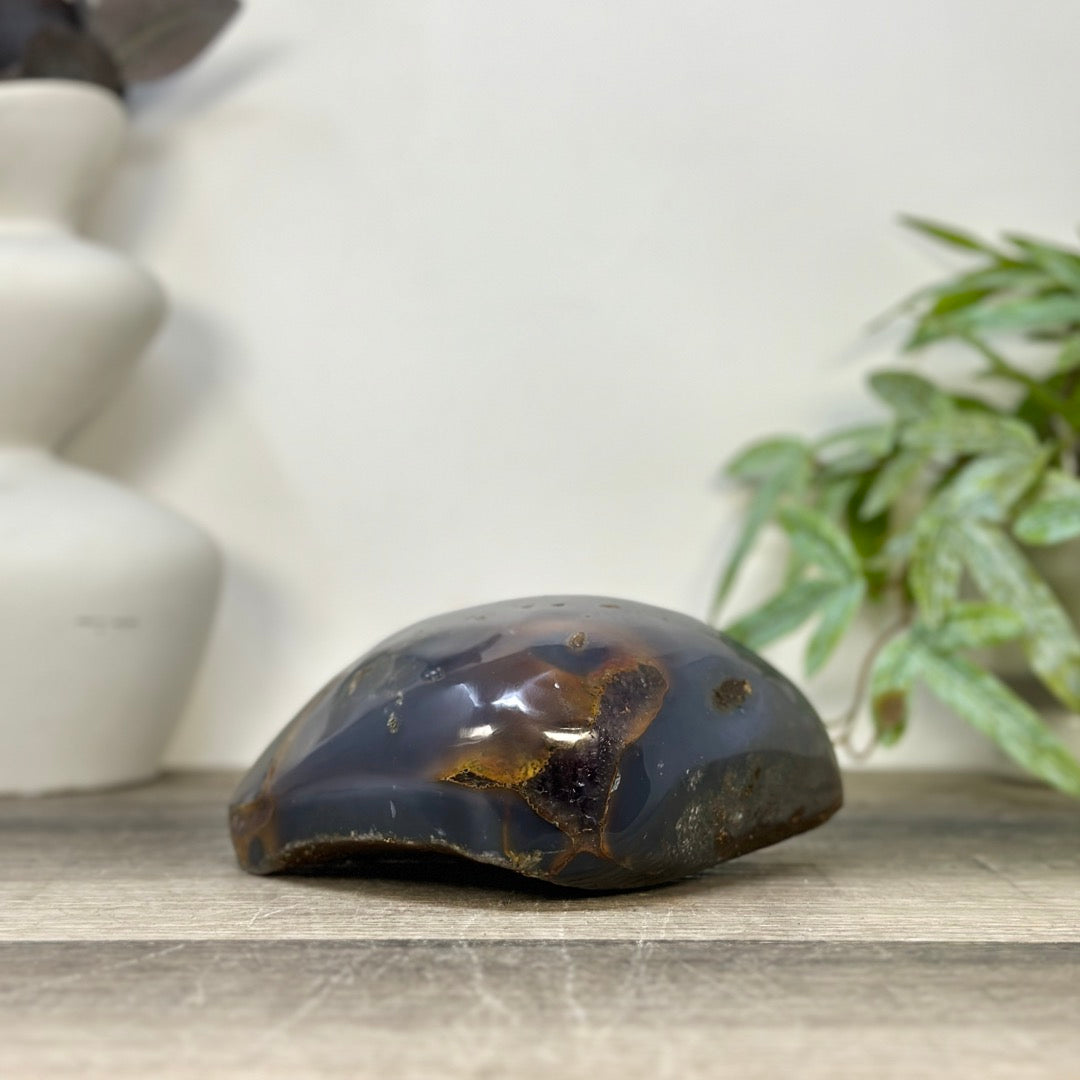 Amethyst &amp; Blue Agate Stone Geode - STGE0076