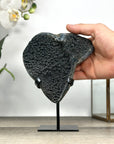 Black Amethyst Cluster on Metal Stand - MWS2849
