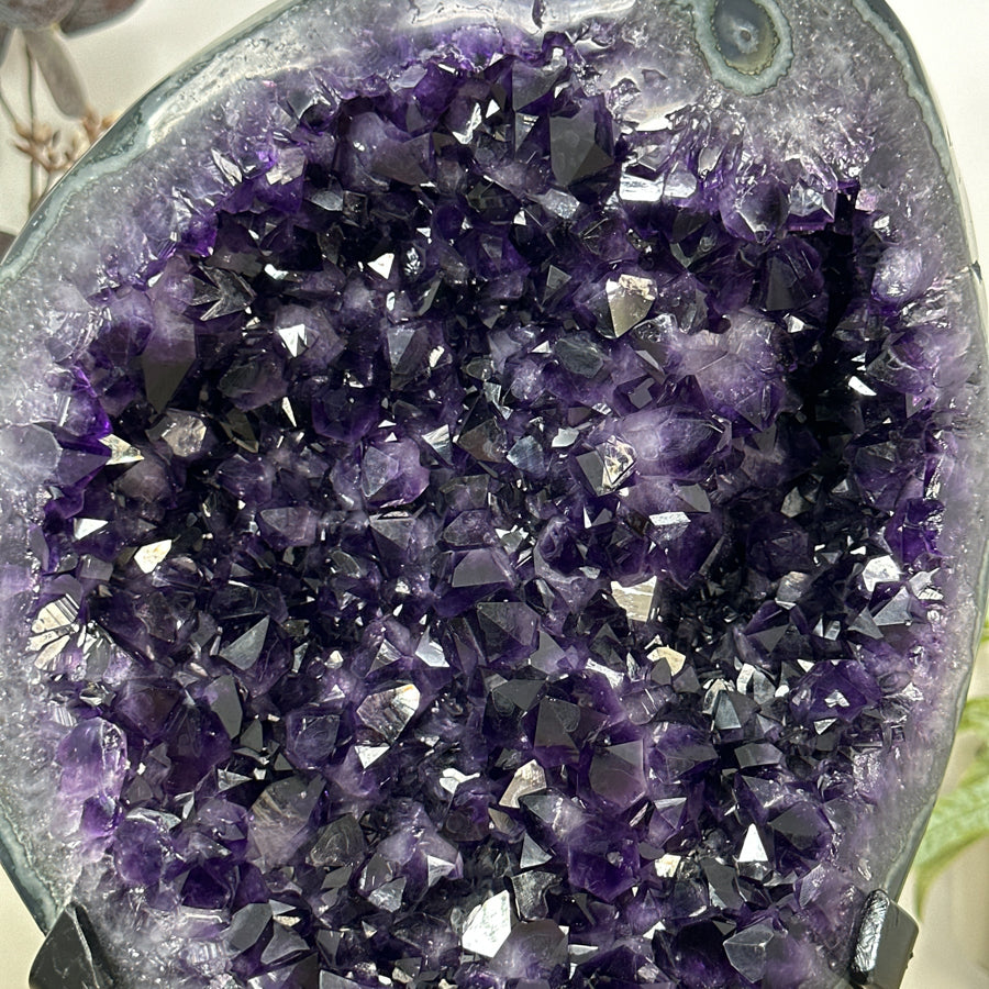 Natural Uruguayan Amethyst Geode with Green Jasper Shell - MWS3087