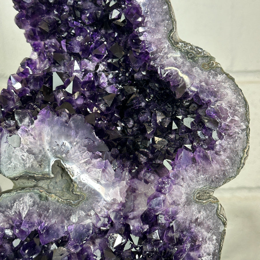 Stunning Natural Deep Purple Amethyst Cluster on Stand - MWS3156