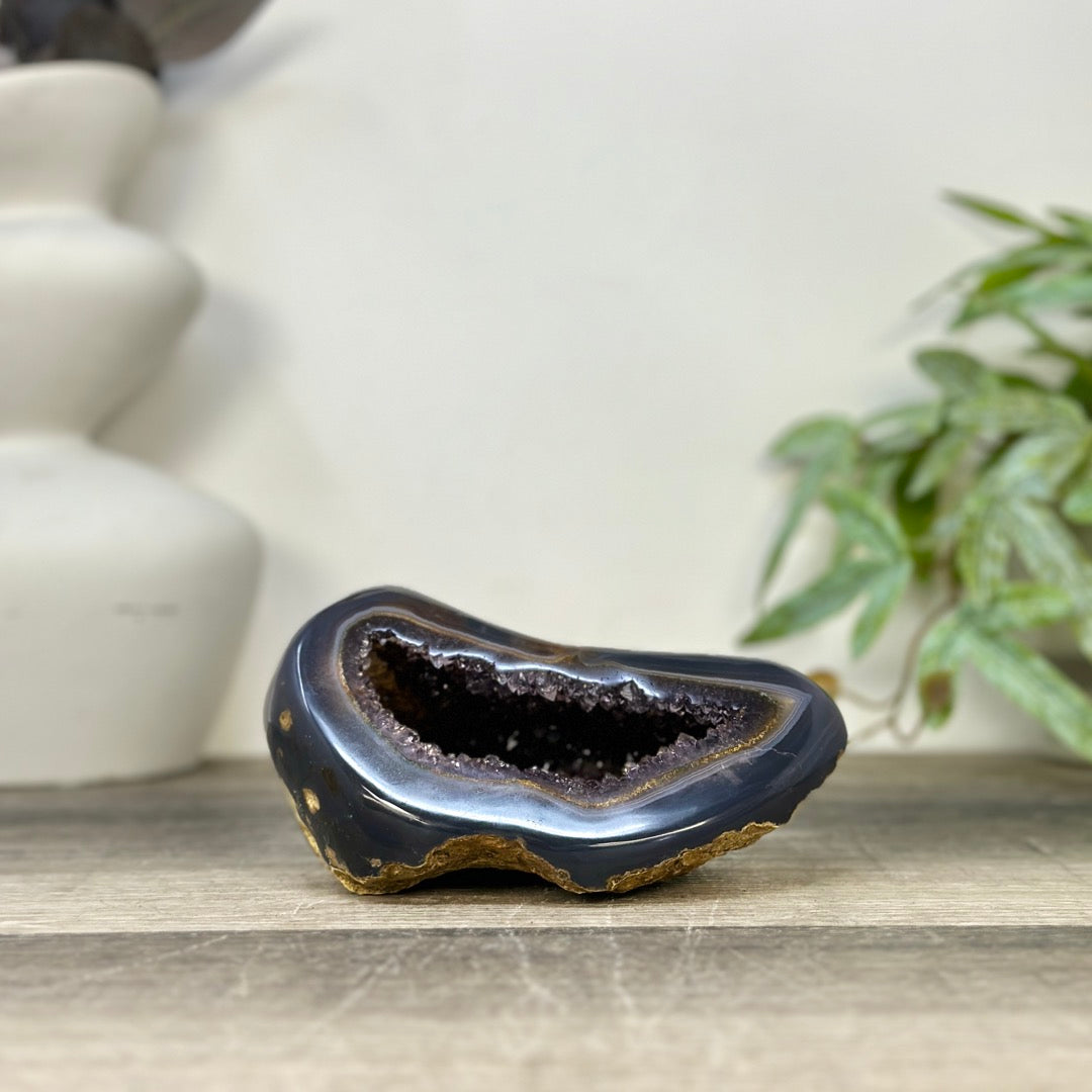 Blue Agate &amp; Amethyst Natural Geode - STGE0074