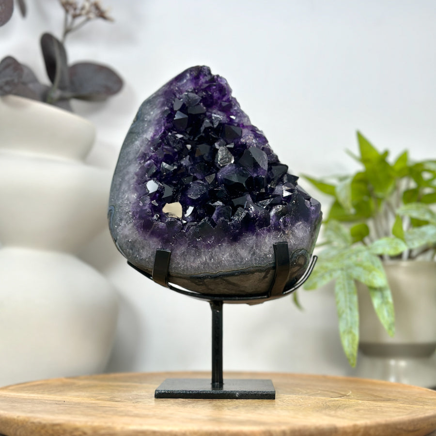 A+ Grade Amethyst Cluster from Uruguay on Metal Stand - MWS3053