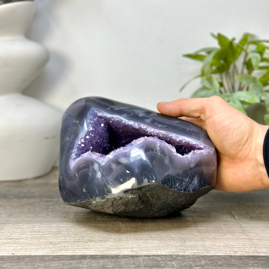 Natural Amethyst Geode with Agate Shell - STGE0098