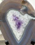 Agate & Amethyst SLice with Metallic Stand - MWS2915