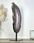 Agate Slice Portal with Amethyst Center on Stand – Home Decor Crystal - MWS2670