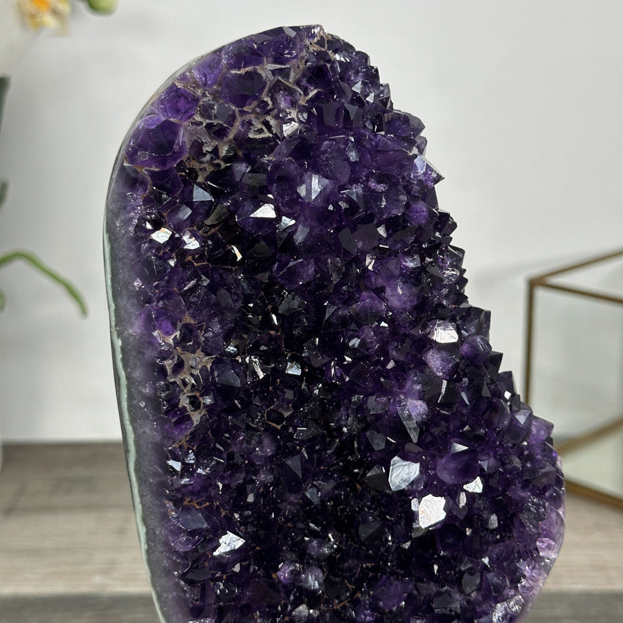 Deep Purple Amethyst Cluster on Metal Stand - MWS2781